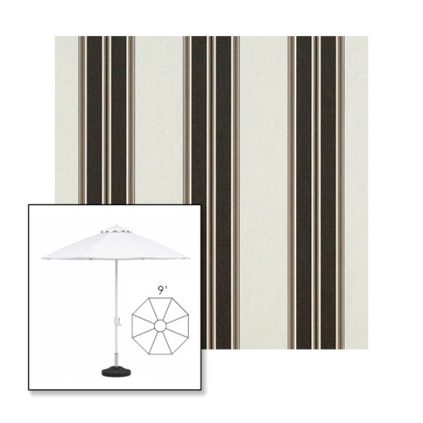 Picture of Black Taupe Fancy | 9' Heavy Duty Aluminum Market Umbrella Sunbrella® Awning Fabric