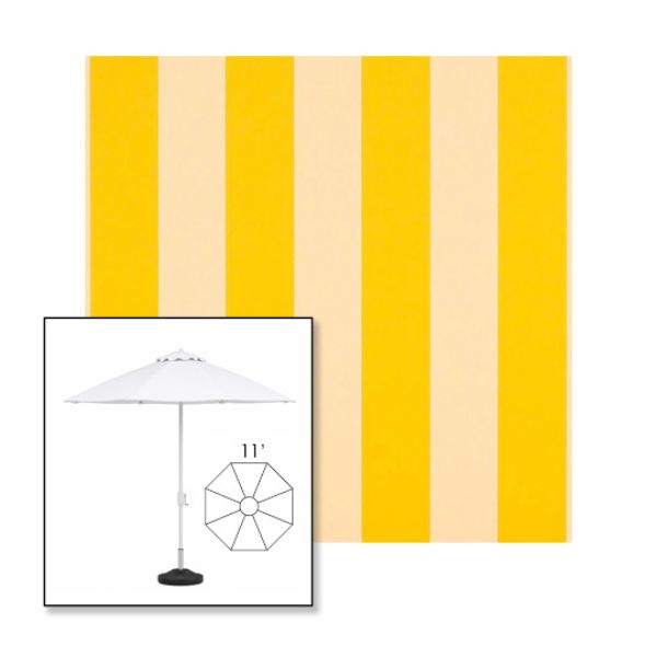 Picture of Beaufort Yellow White | 11' Heavy Duty Aluminum Market Umbrella Sunbrella® Awning Fabric