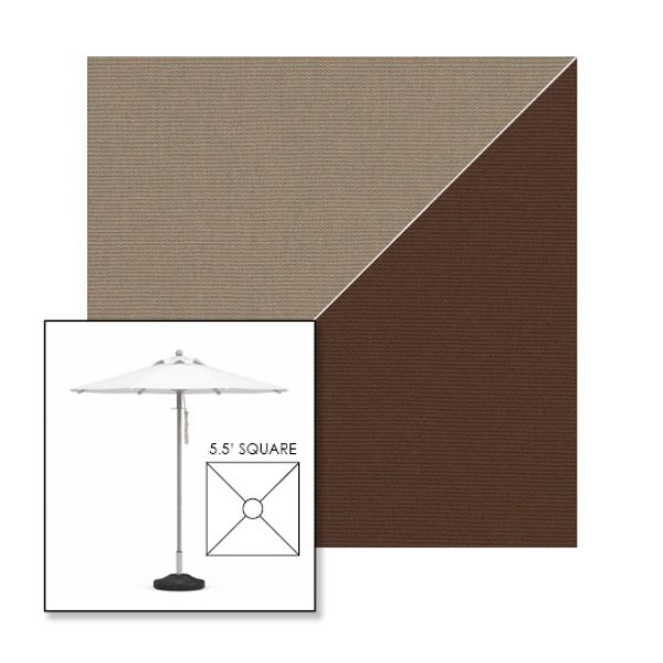Picture of Taupe True Brown | 5.5' Square Heavy Duty Aluminum Market Umbrella Sunbrella® Awning Fabric