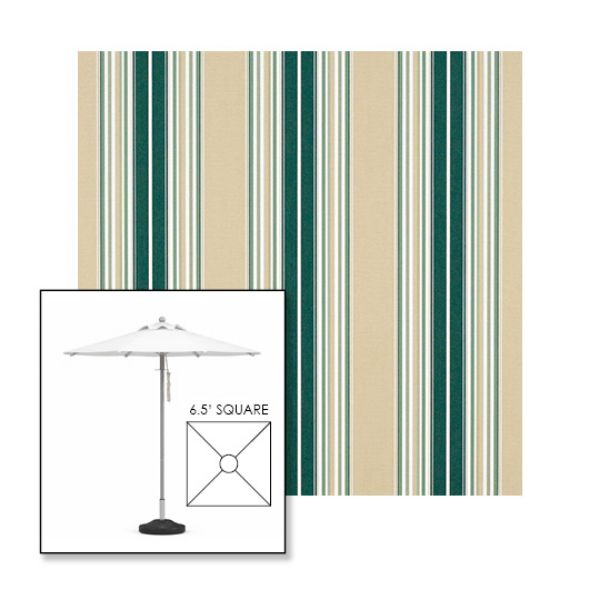 Picture of Forest Green Beige Natural Fancy | 6.5' Square Heavy Duty Aluminum Market Umbrella Sunbrella® Awning Fabric