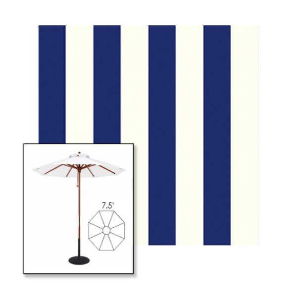 Picture of Beaufort Captain Navy | 7.5' Wood Frame Market Umbrella Sunbrella® Awning Fabric
