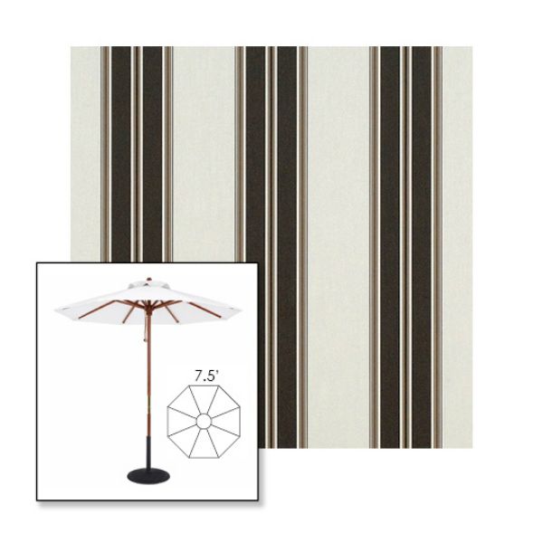 Picture of Black Taupe Fancy | 7.5' Wood Frame Market Umbrella Sunbrella® Awning Fabric