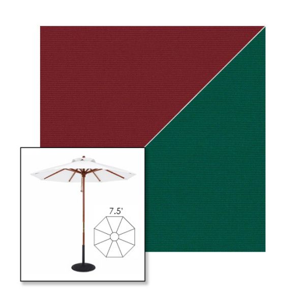 Picture of Burgundy Forest Green | 7.5' Wood Frame Market Umbrella Sunbrella® Awning Fabric