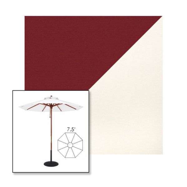 Picture of Burgundy White | 7.5' Wood Frame Market Umbrella Sunbrella® Awning Fabric
