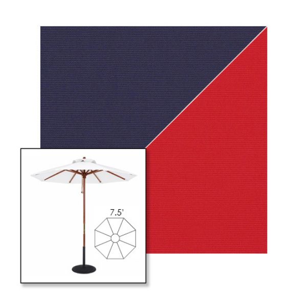 Picture of Captain Navy Jockey Red | 7.5' Wood Frame Market Umbrella Sunbrella® Awning Fabric