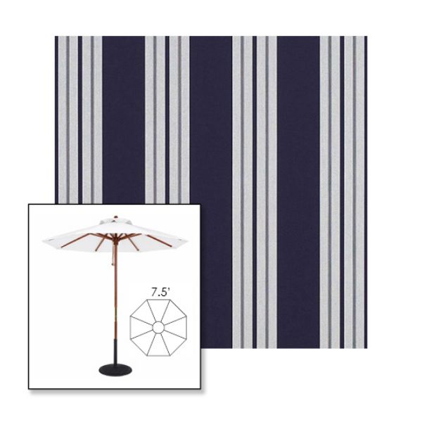Picture of Captain Navy Natural Classic | 7.5' Wood Frame Market Umbrella Sunbrella® Awning Fabric