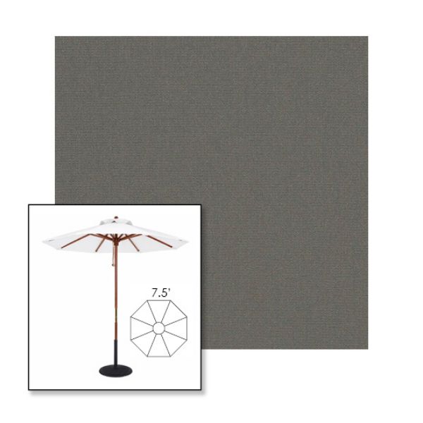 Picture of Charcoal Grey | 7.5' Wood Frame Market Umbrella Sunbrella® Awning Fabric