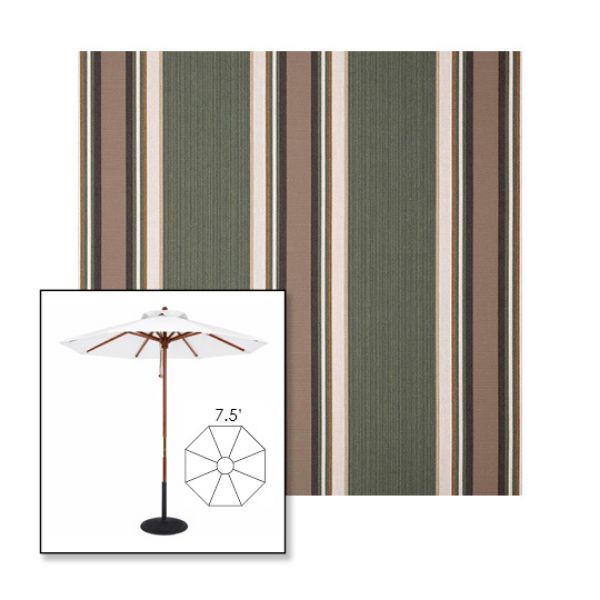 Picture of Emblem Fern | 7.5' Wood Frame Market Umbrella Sunbrella® Awning Fabric