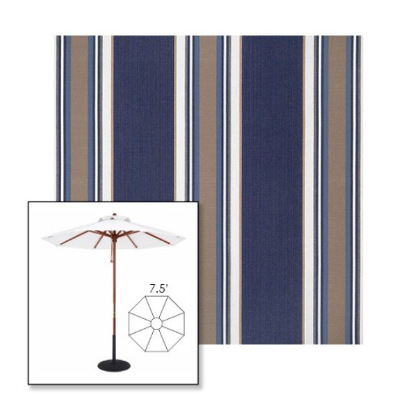 Picture of Emblem Navy | 7.5' Wood Frame Market Umbrella Sunbrella® Awning Fabric
