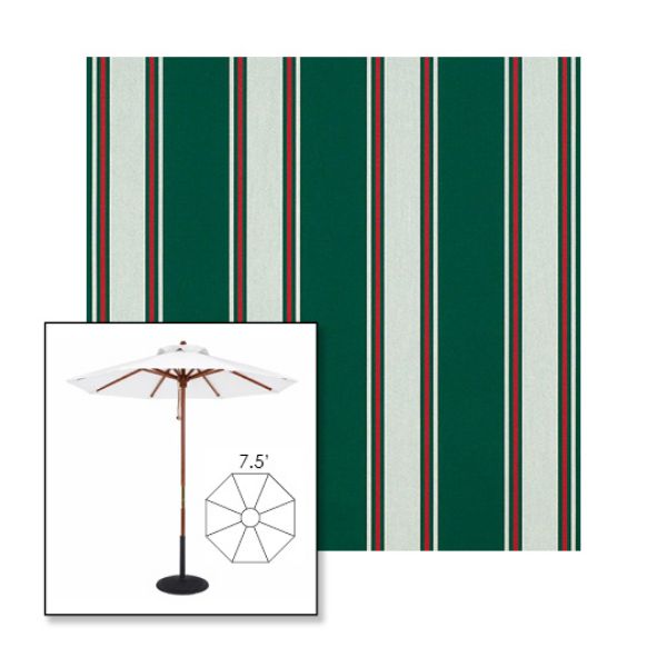 Picture of Forest Green Fancy | 7.5' Wood Frame Market Umbrella Sunbrella® Awning Fabric