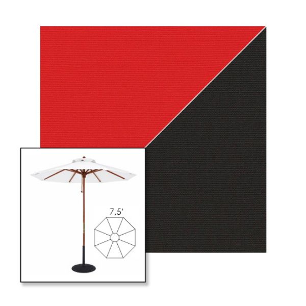 Picture of Logo Red Black | 7.5' Wood Frame Market Umbrella Sunbrella® Awning Fabric