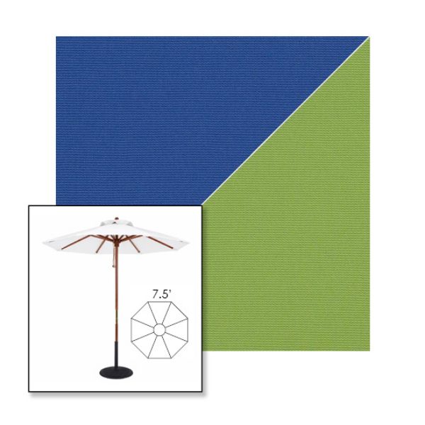 Picture of Mediterranean Blue Ginkgo | 7.5' Wood Frame Market Umbrella Sunbrella® Awning Fabric