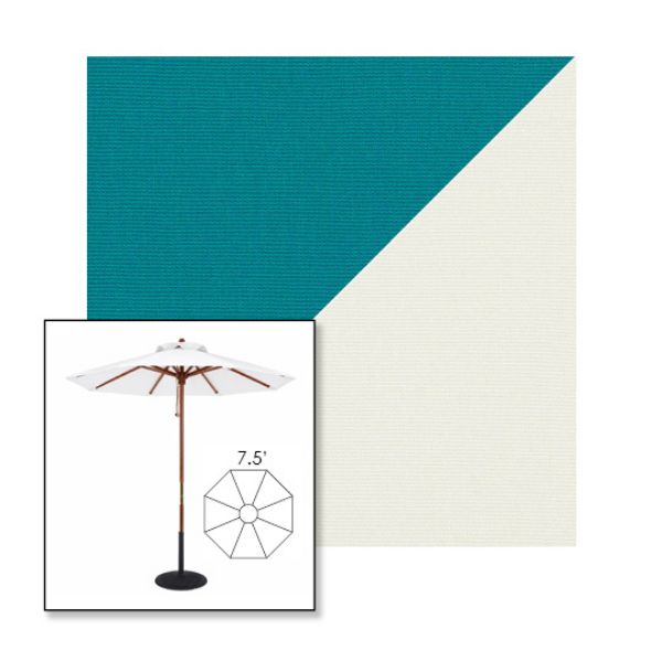 Picture of Turquoise Natural | 7.5' Wood Frame Market Umbrella Sunbrella® Awning Fabric