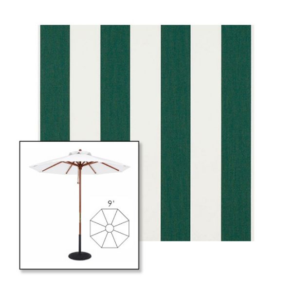 Picture of Beaufort Forest Green Natural | 9' Wood Frame Market Umbrella Sunbrella® Awning Fabric