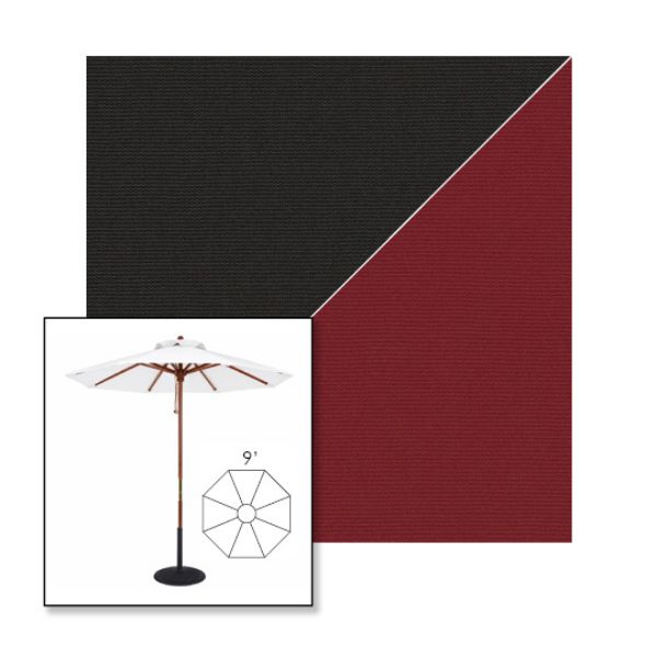 Picture of Black Burgundy | 9' Wood Frame Market Umbrella Sunbrella® Awning Fabric