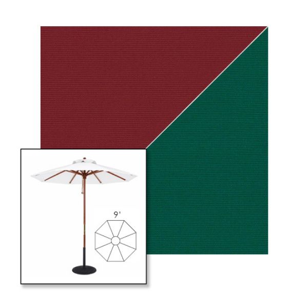 Picture of Burgundy Forest Green | 9' Wood Frame Market Umbrella Sunbrella® Awning Fabric