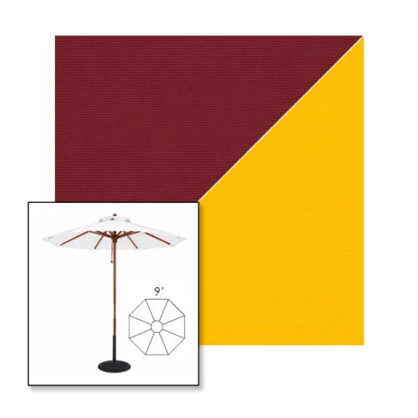 Picture of Burgundy Sunflower | 9' Wood Frame Market Umbrella Sunbrella® Awning Fabric
