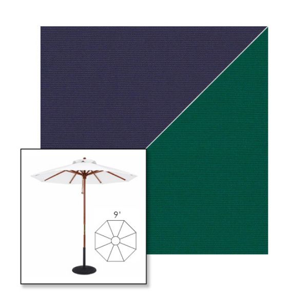 Picture of Captain Navy Forest Green | 9' Wood Frame Market Umbrella Sunbrella® Awning Fabric