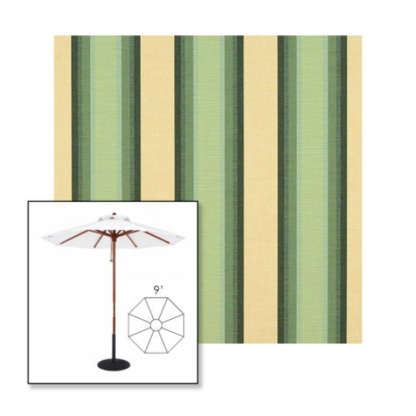 Picture of Colonnade Juniper | 9' Wood Frame Market Umbrella Sunbrella® Awning Fabric