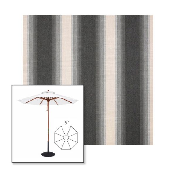 Picture of Colonnade Stone | 9' Wood Frame Market Umbrella Sunbrella® Awning Fabric