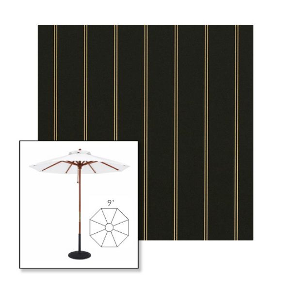 Picture of Cooper Black | 9' Wood Frame Market Umbrella Sunbrella® Awning Fabric