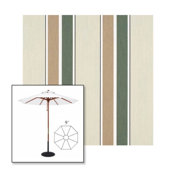 Picture of Fern Heather Beige Block | 9' Wood Frame Market Umbrella Sunbrella® Awning Fabric