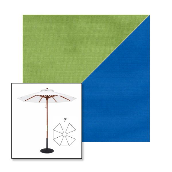 Picture of Ginkgo Pacific Blue | 9' Wood Frame Market Umbrella Sunbrella® Awning Fabric