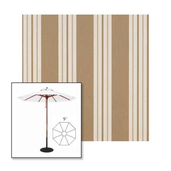 Picture of Heather Beige Classic | 9' Wood Frame Market Umbrella Sunbrella® Awning Fabric