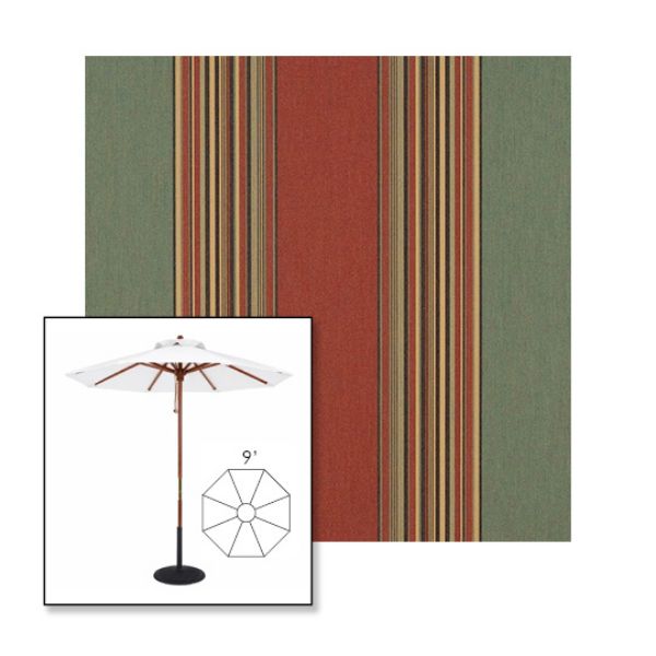 Picture of Henna Fern Vintage | 9' Wood Frame Market Umbrella Sunbrella® Awning Fabric