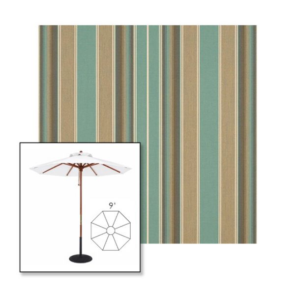 Picture of Kiawah Spa | 9' Wood Frame Market Umbrella Sunbrella® Awning Fabric