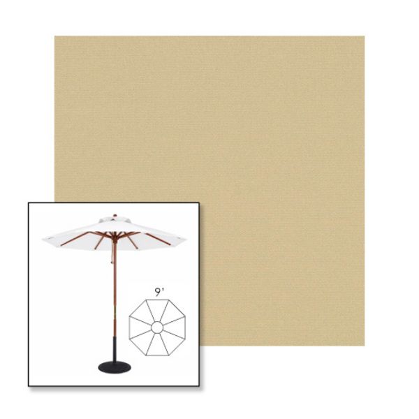 Picture of Linen | 9' Wood Frame Market Umbrella Sunbrella® Awning Fabric