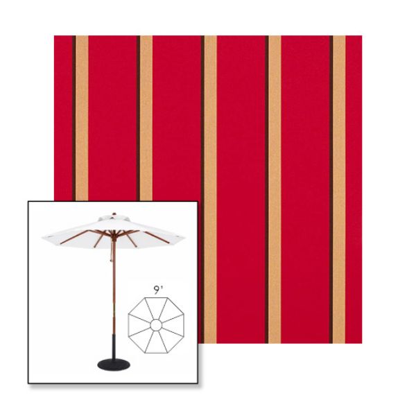 Picture of Manteo Cardinal | 9' Wood Frame Market Umbrella Sunbrella® Awning Fabric