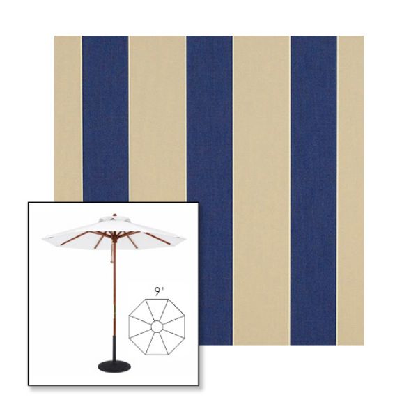 Picture of Mediterranean Canvas Block | 9' Wood Frame Market Umbrella Sunbrella® Awning Fabric