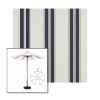 Picture of Navy Taupe Fancy | 9' Wood Frame Market Umbrella Sunbrella® Awning Fabric