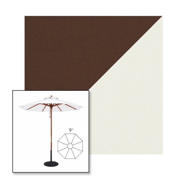 Picture of True Brown Natural | 9' Wood Frame Market Umbrella Sunbrella® Awning Fabric