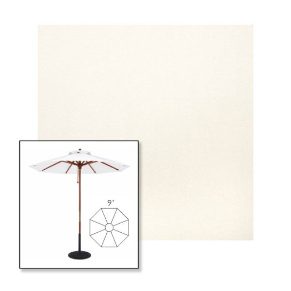 Picture of White | 9' Wood Frame Market Umbrella Sunbrella® Awning Fabric