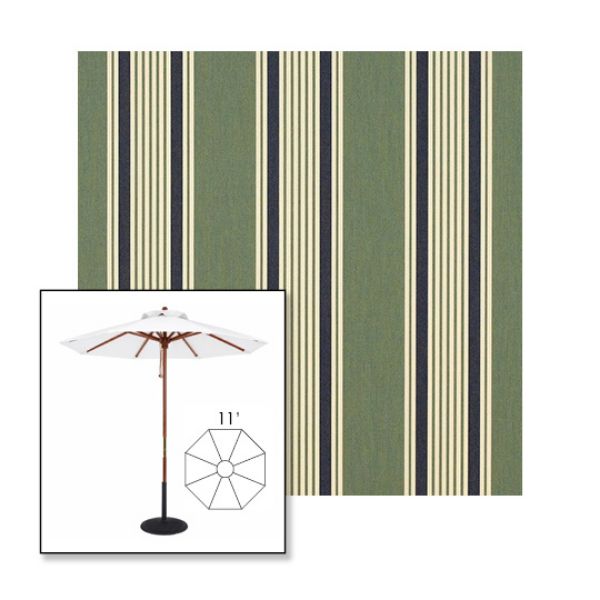 Picture of Ashford Forest | 11' Wood Frame Market Umbrella Sunbrella® Awning Fabric