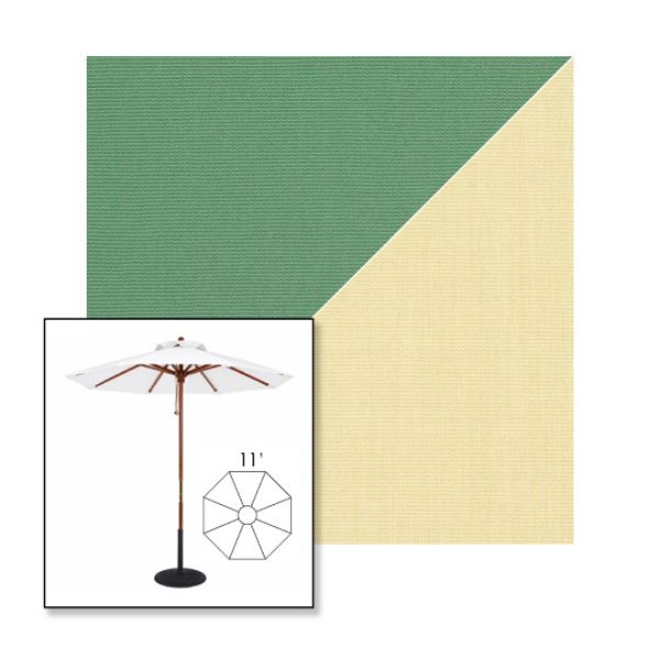 Picture of Basil Parchment | 11' Wood Frame Market Umbrella Sunbrella® Awning Fabric