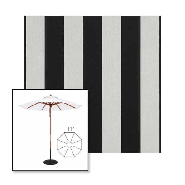 Picture of Beaufort Black White | 11' Wood Frame Market Umbrella Sunbrella® Awning Fabric