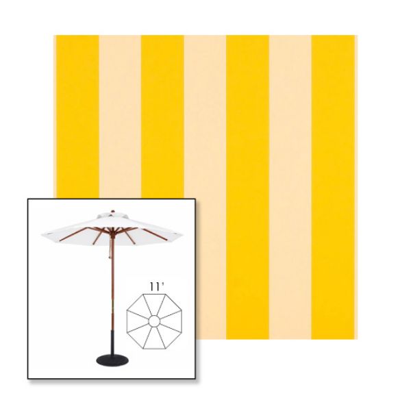 Picture of Beaufort Yellow White | 11' Wood Frame Market Umbrella Sunbrella® Awning Fabric