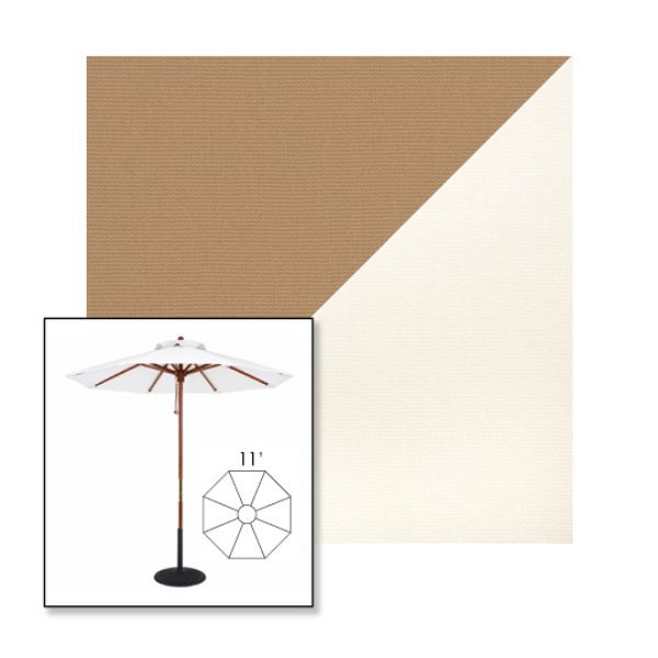 Picture of Beige White | 11' Wood Frame Market Umbrella Sunbrella® Awning Fabric