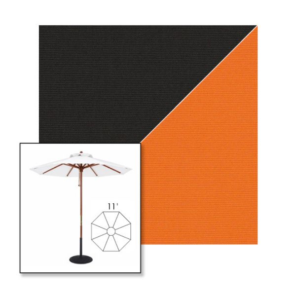 Picture of Black Tuscan | 11' Wood Frame Market Umbrella Sunbrella® Awning Fabric