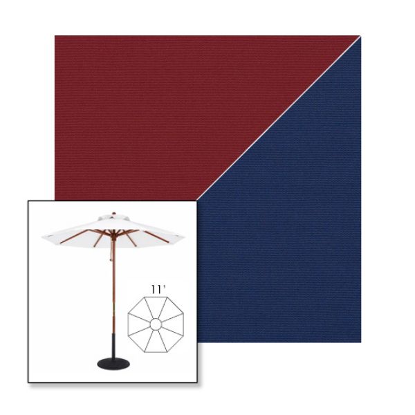 Picture of Burgundy Marine Blue | 11' Wood Frame Market Umbrella Sunbrella® Awning Fabric