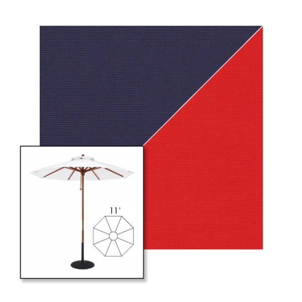 Picture of Captain Navy Logo Red | 11' Wood Frame Market Umbrella Sunbrella® Awning Fabric