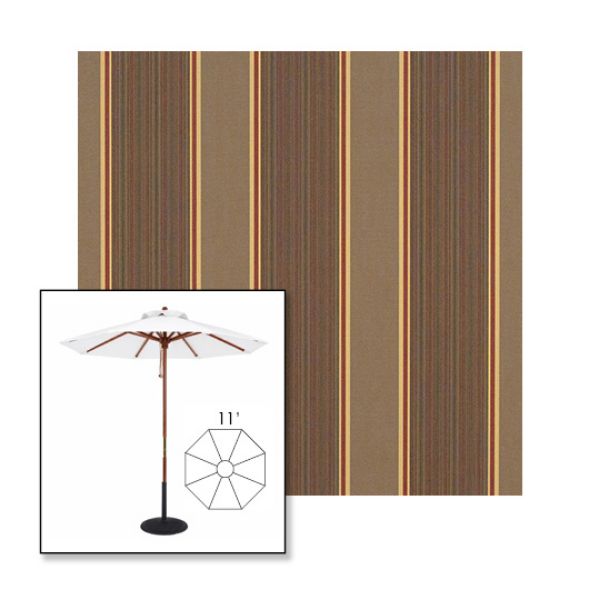 Picture of Eastridge Cocoa | 11' Wood Frame Market Umbrella Sunbrella® Awning Fabric