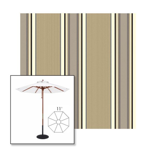 Picture of Emblem Beige | 11' Wood Frame Market Umbrella Sunbrella® Awning Fabric