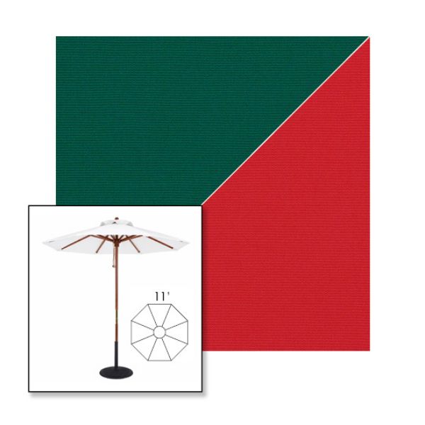 Picture of Forest Green Jockey Red | 11' Wood Frame Market Umbrella Sunbrella® Awning Fabric