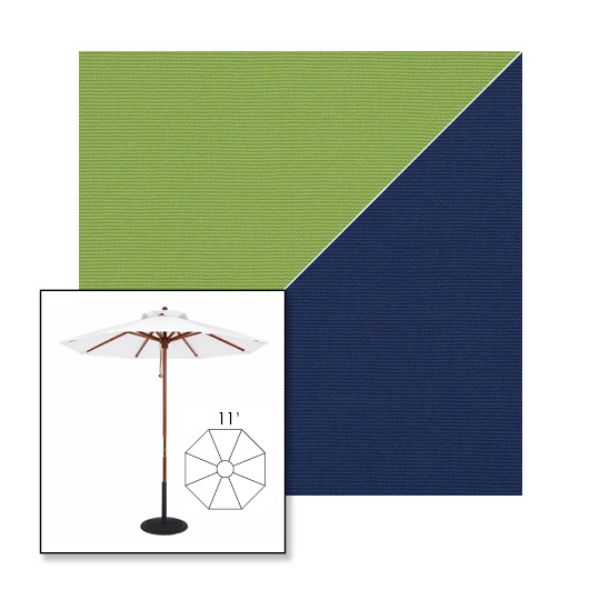 Picture of Ginkgo Marine Blue | 11' Wood Frame Market Umbrella Sunbrella® Awning Fabric