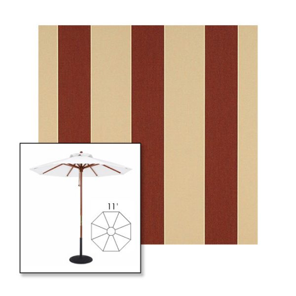 Picture of Havelock Brick | 11' Wood Frame Market Umbrella Sunbrella® Awning Fabric