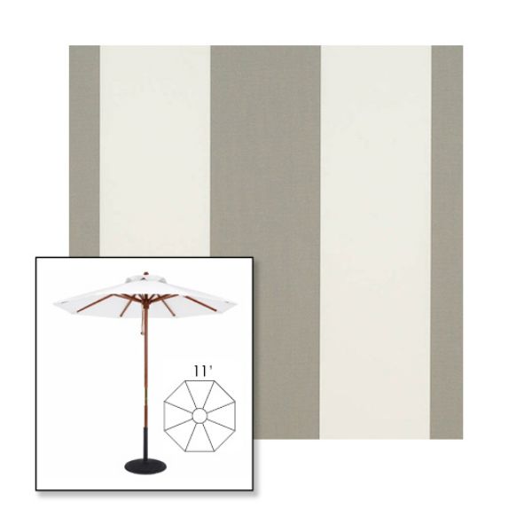 Picture of Manhattan Fog | 11' Wood Frame Market Umbrella Sunbrella® Awning Fabric